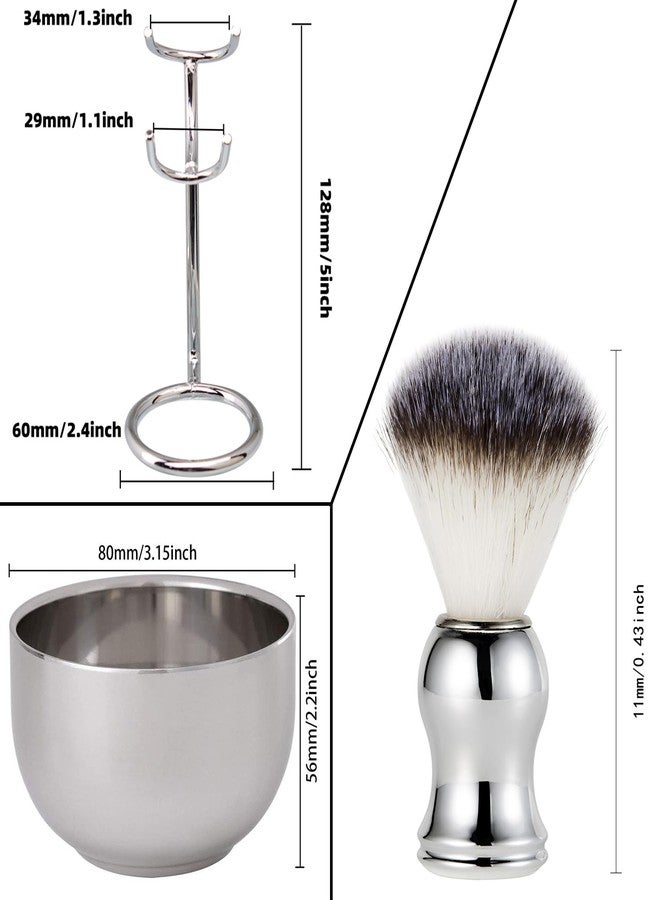 Grandslam Shaving Brush and Bowl Kit for Men, 3 in 1 Shaving Brush Set, Stainless Steel Shaving Bowl and Stand, Shaving Brush, Shaving Kit for Men, Silver - Image 5
